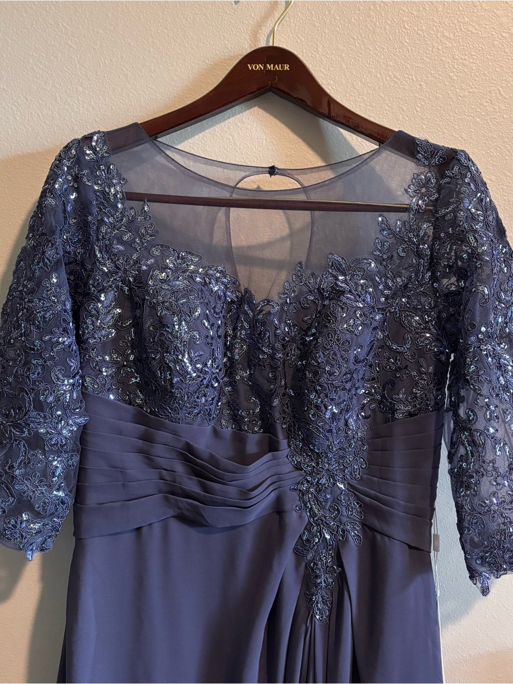 Mother of the Bride/Grandmother Dress NWT Lavevir Size 12 Stormy Blue - Picture 2 of 8